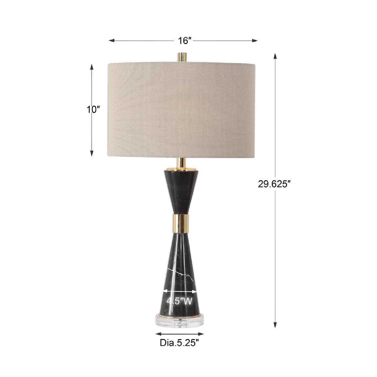 Hourglass Black Marble Table Lamp | Oroa.com