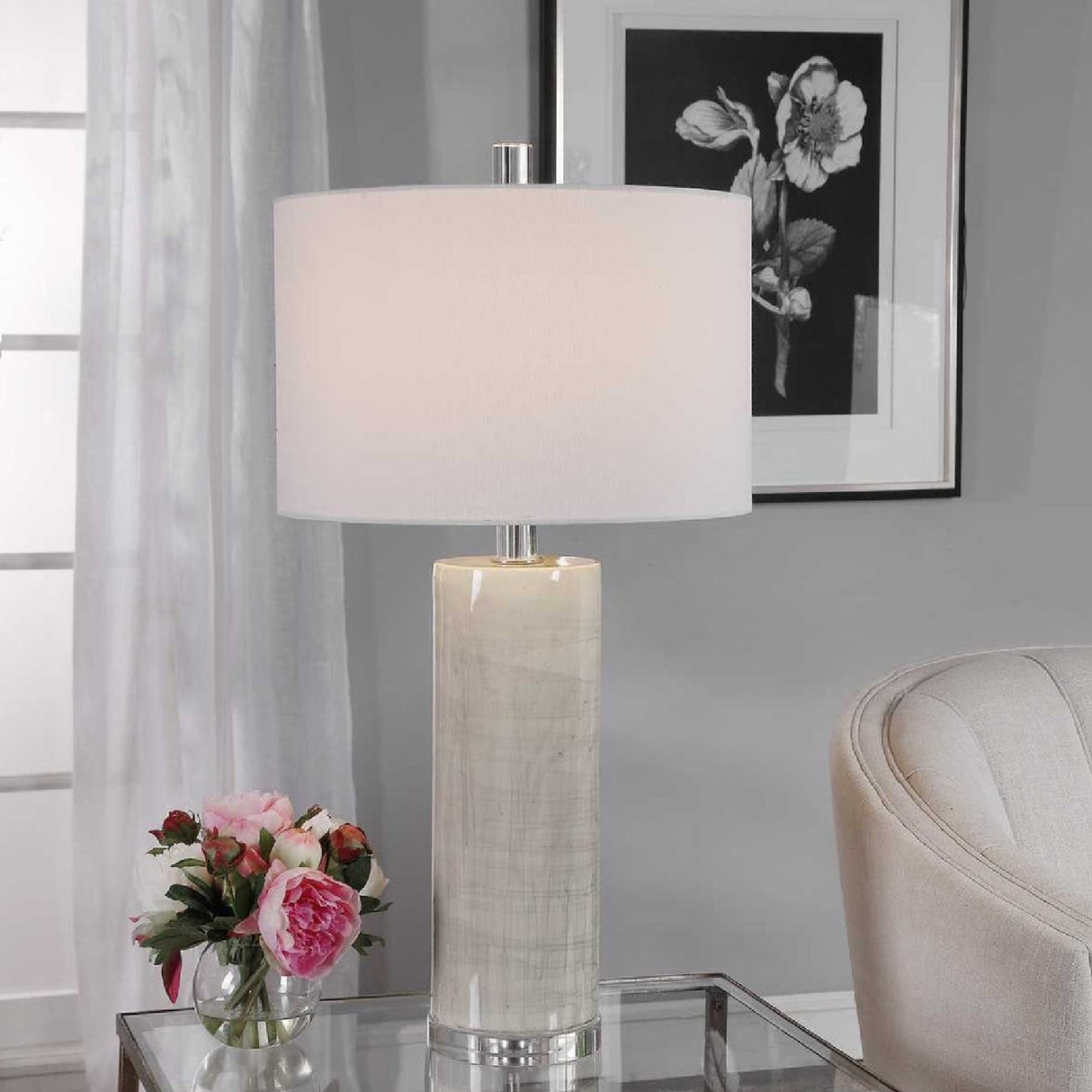 Beige Glazed Ceramic Table Lamp | Oroa.com