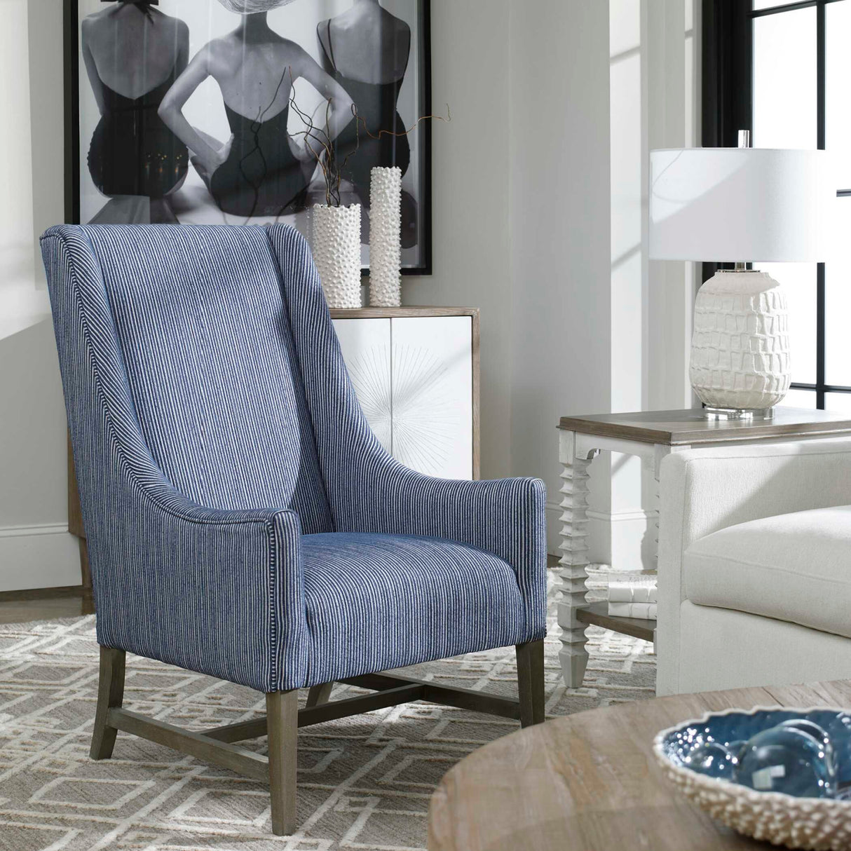 White Ceramic Grid Table Lamp | Oroa.com