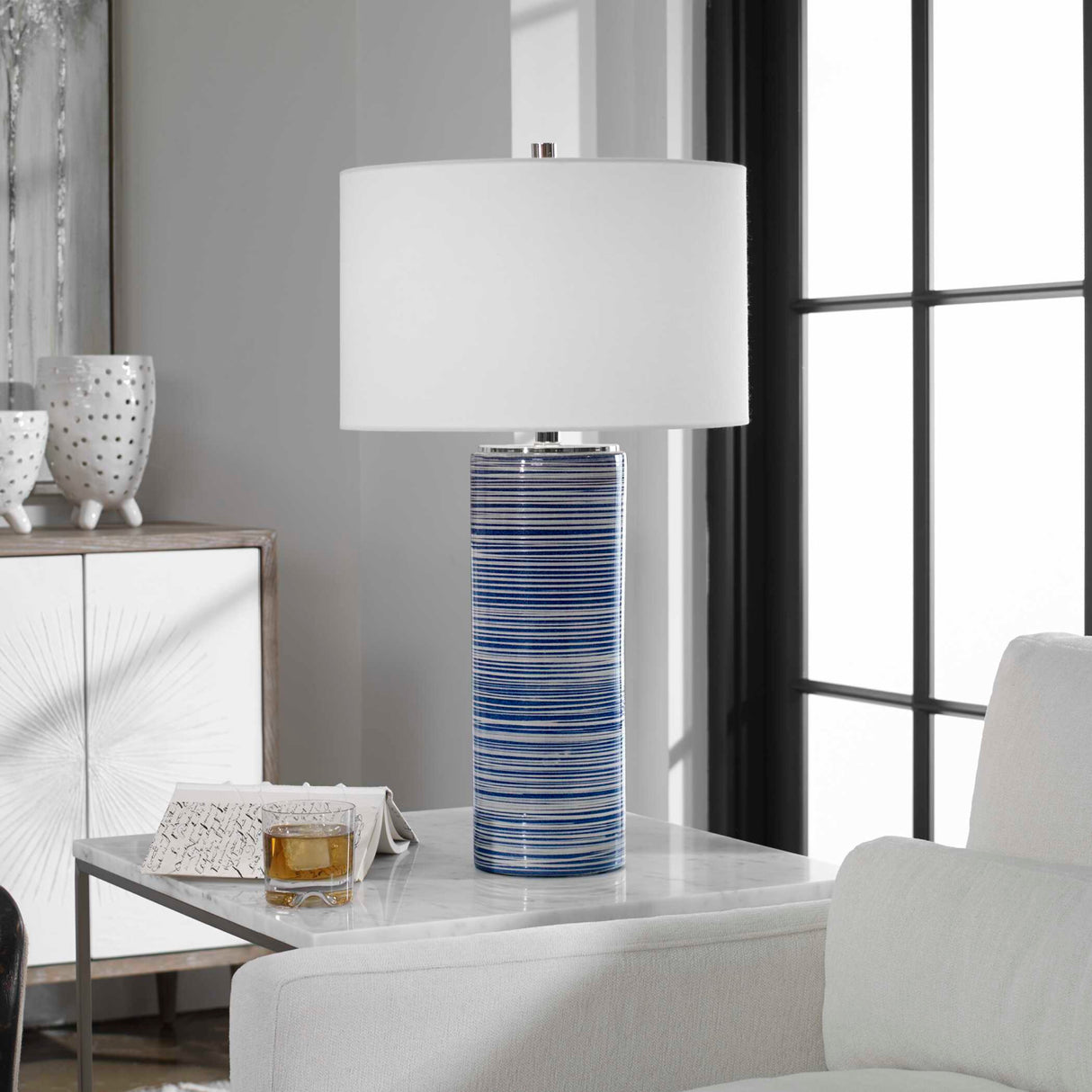 Blue Stripes Ceramic Table Lamp | Oroa.com