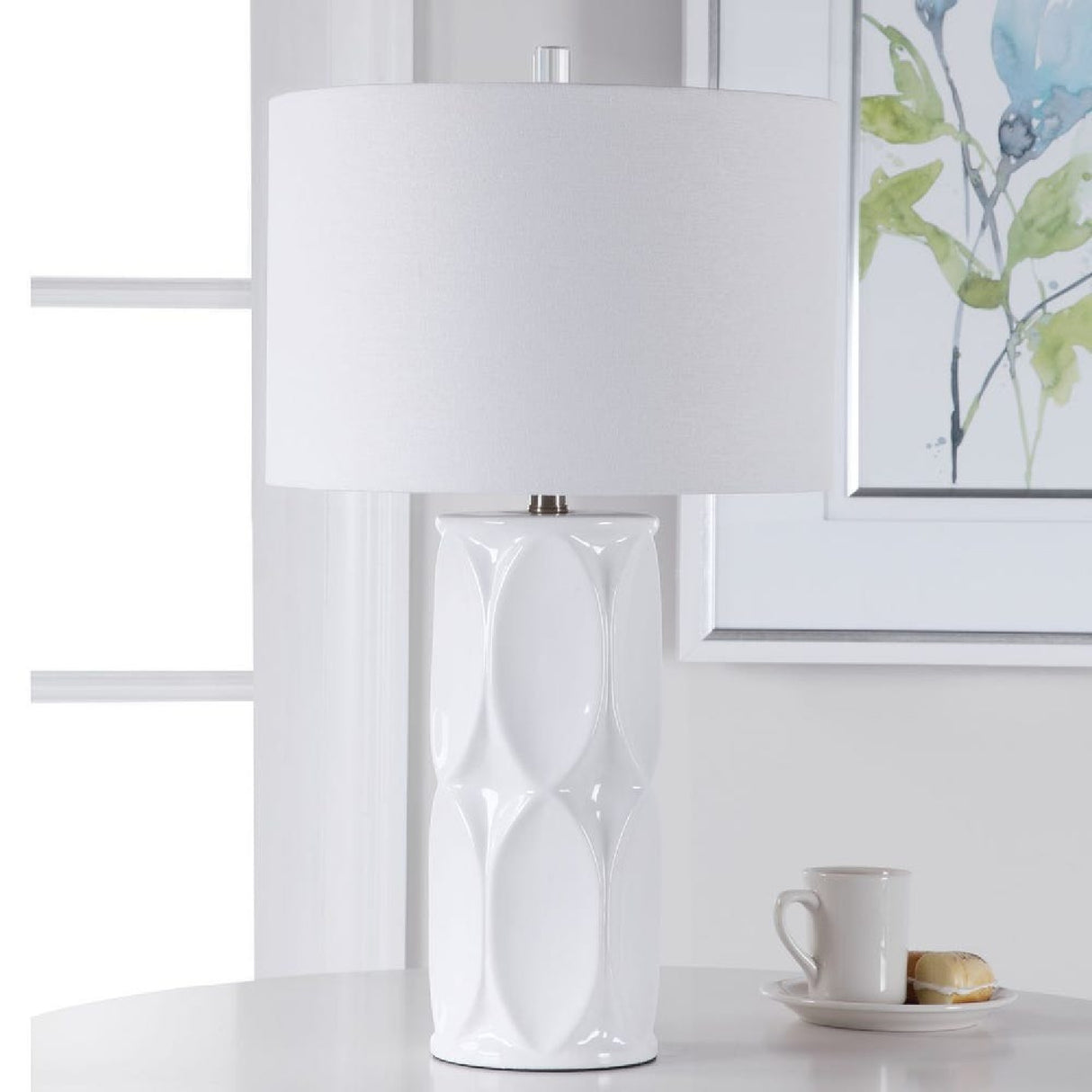 Glossy White Ceramic Table Lamp | Oroa.com
