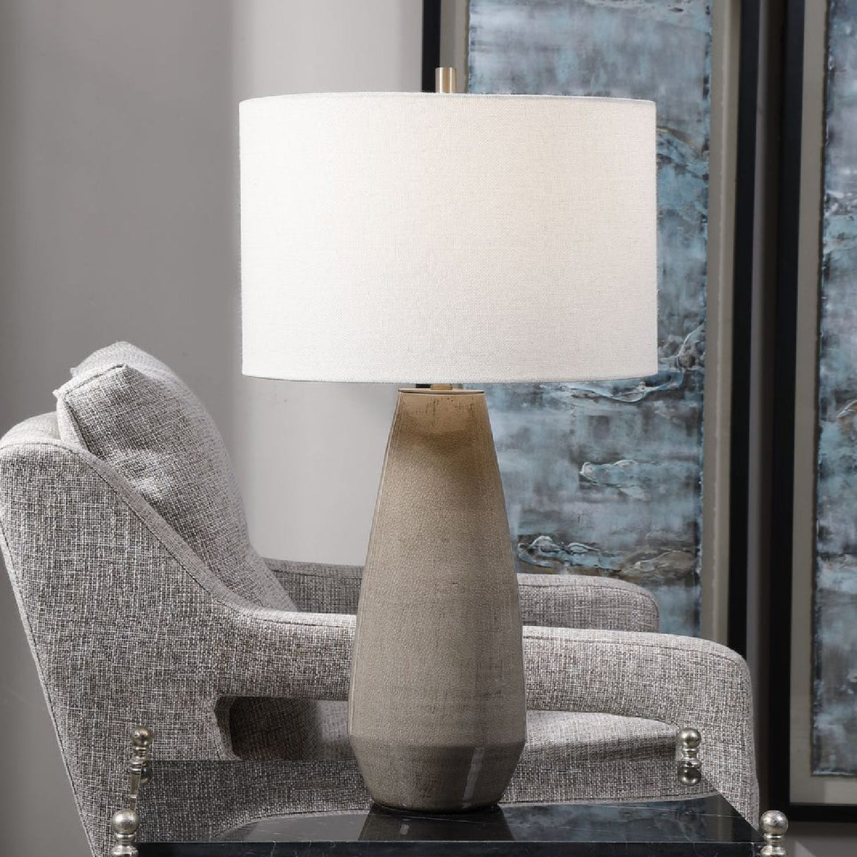 Crackled Gray Ceramic Table Lamp | Oroa.com