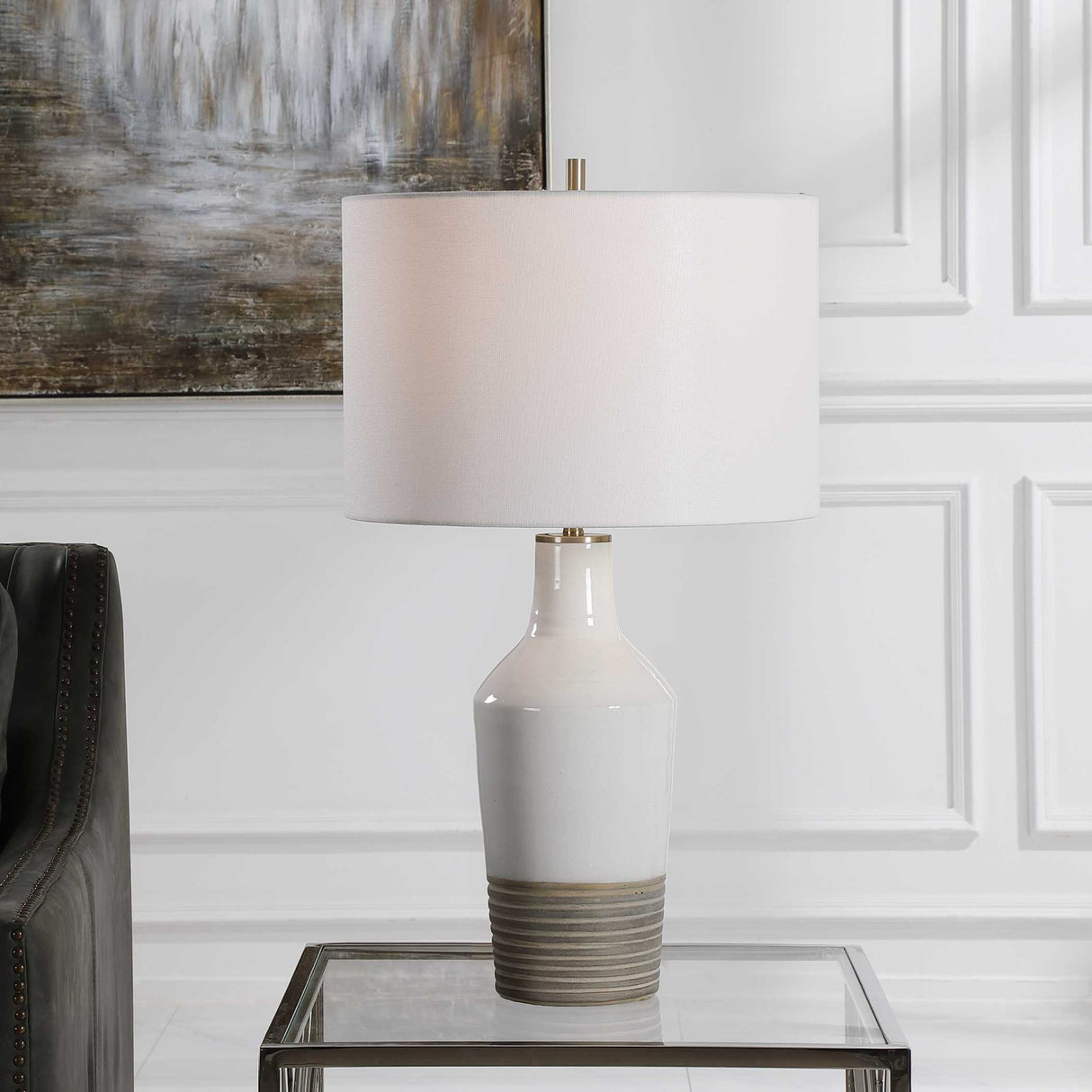 Crackled White Ceramic Table Lamp | Oroa.com