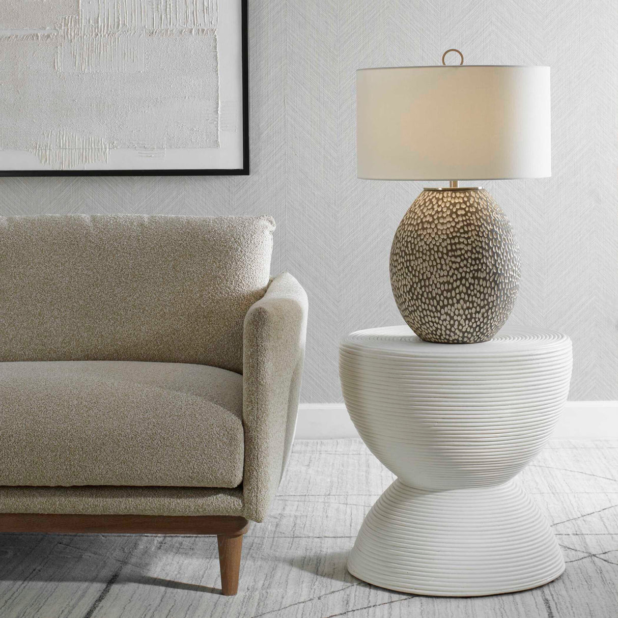Pitted Gray Ceramic Table Lamp | Oroa.com