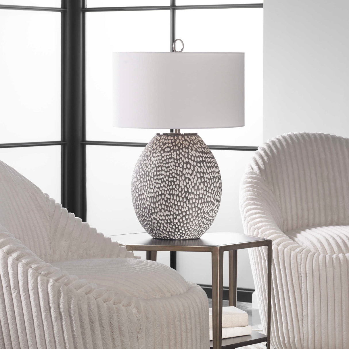 Pitted Gray Ceramic Table Lamp | Oroa.com