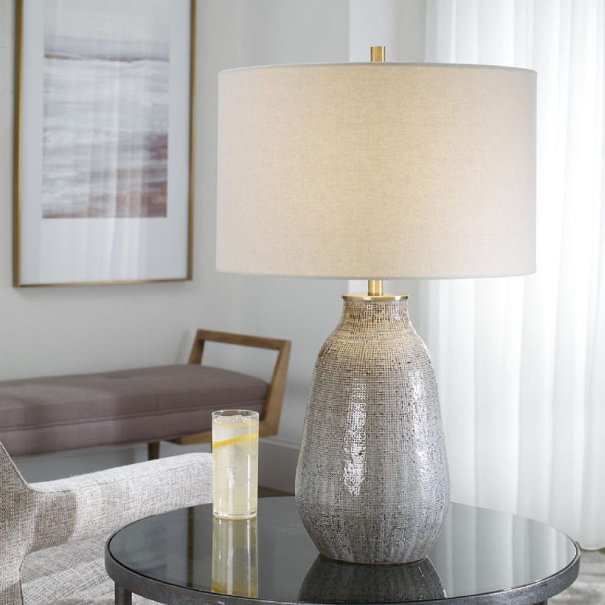 Gray Textured Ceramic Table Lamp | Oroa.com