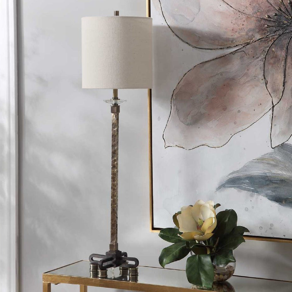 Hammered Antique Brass Buffet Lamp | Oroa.com