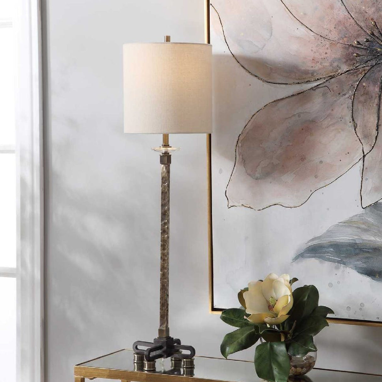 Hammered Antique Brass Buffet Lamp | Oroa.com
