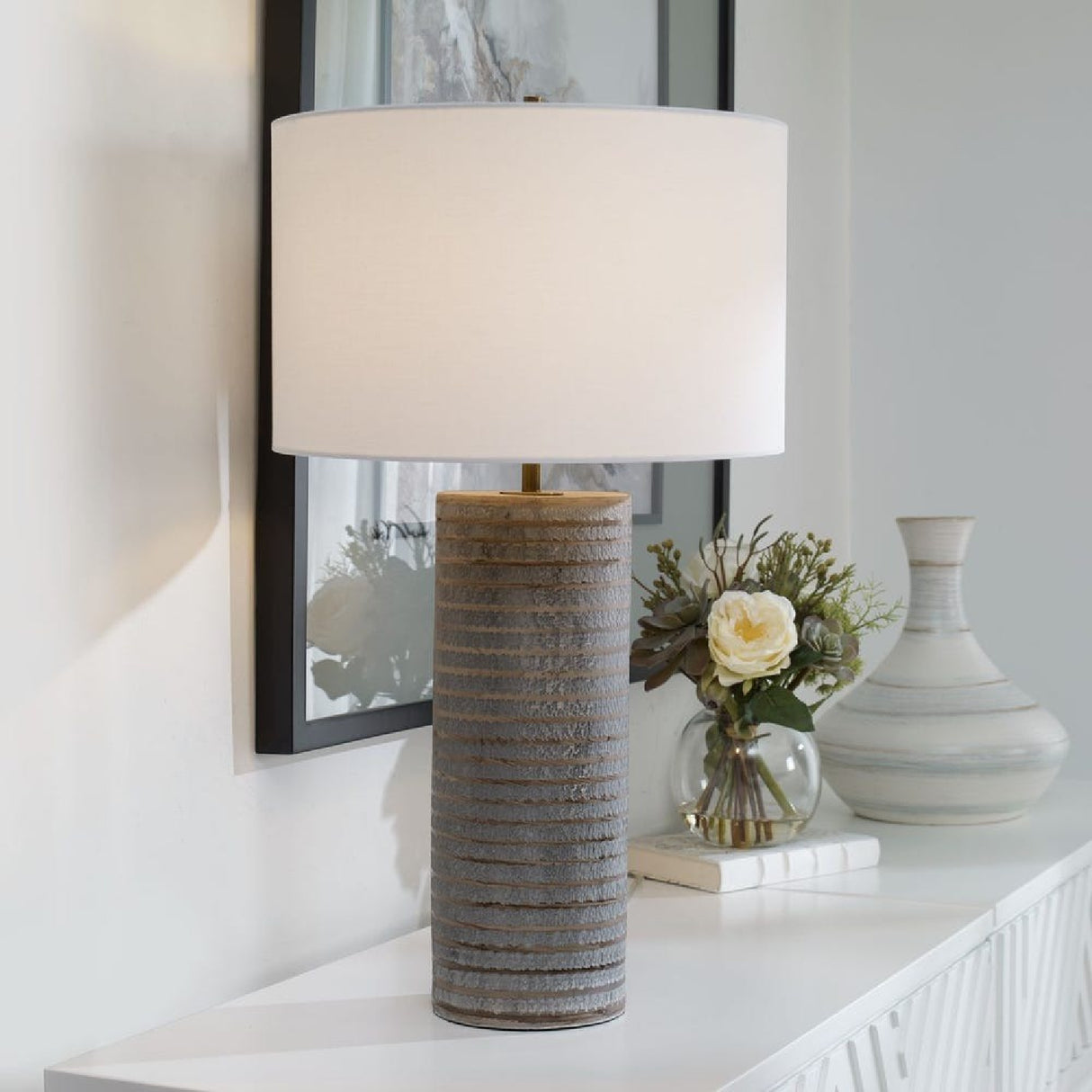 Frosted Gray Ceramic Table Lamp | Oroa.com