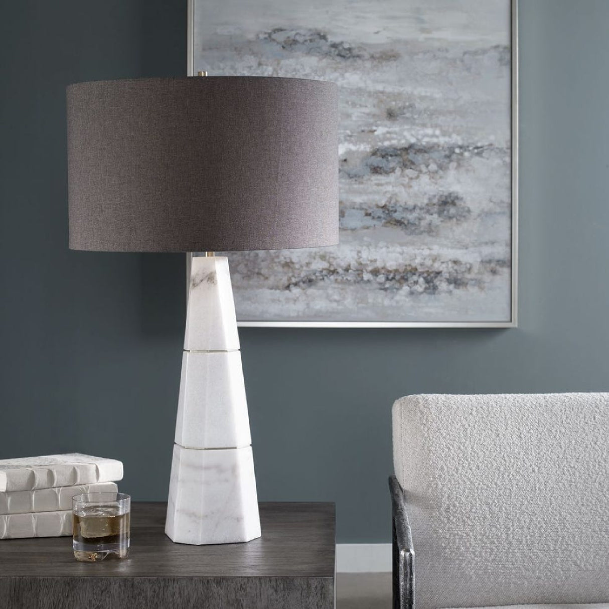 White Conical Marble Table Lamp | Oroa.com