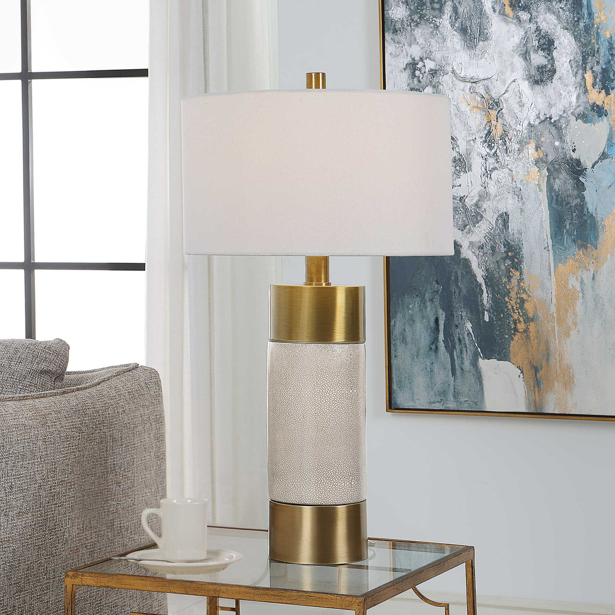 White Crackled Ceramic Table Lamp | Oroa.com