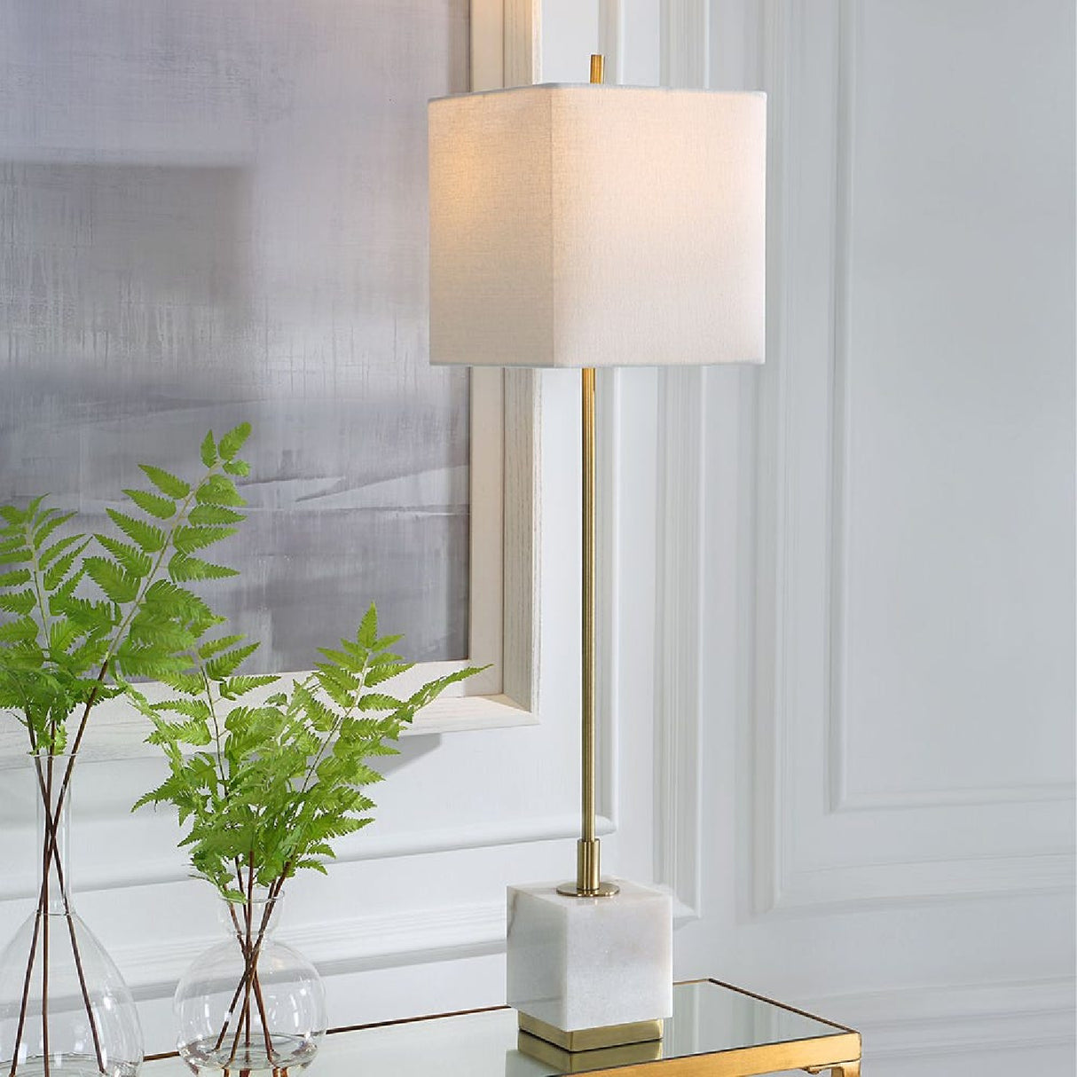 White Marble Block Buffet Lamp | Oroa.com
