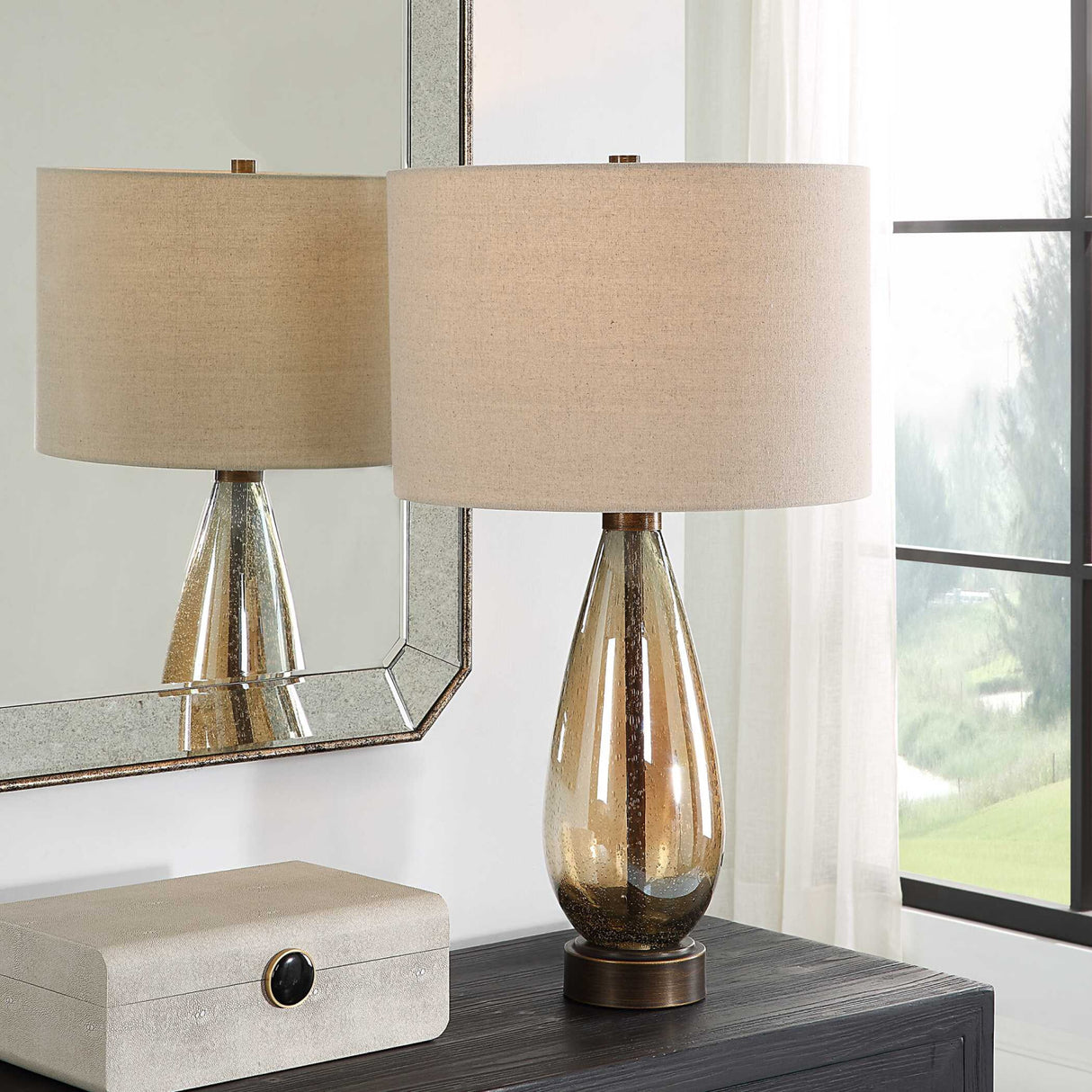 Teardrop Amber Glass Table Lamp | Oroa.com
