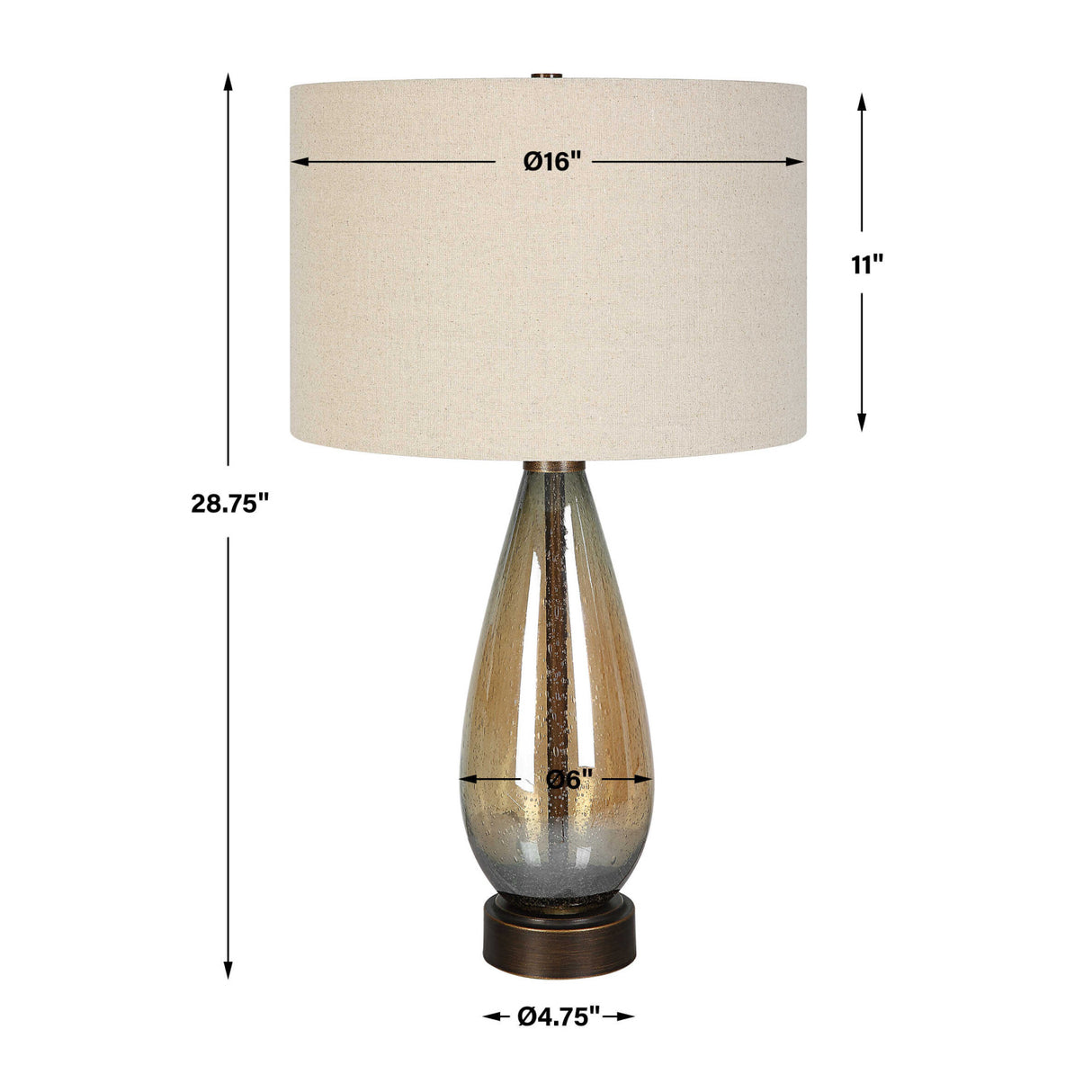 Teardrop Amber Glass Table Lamp | Oroa.com