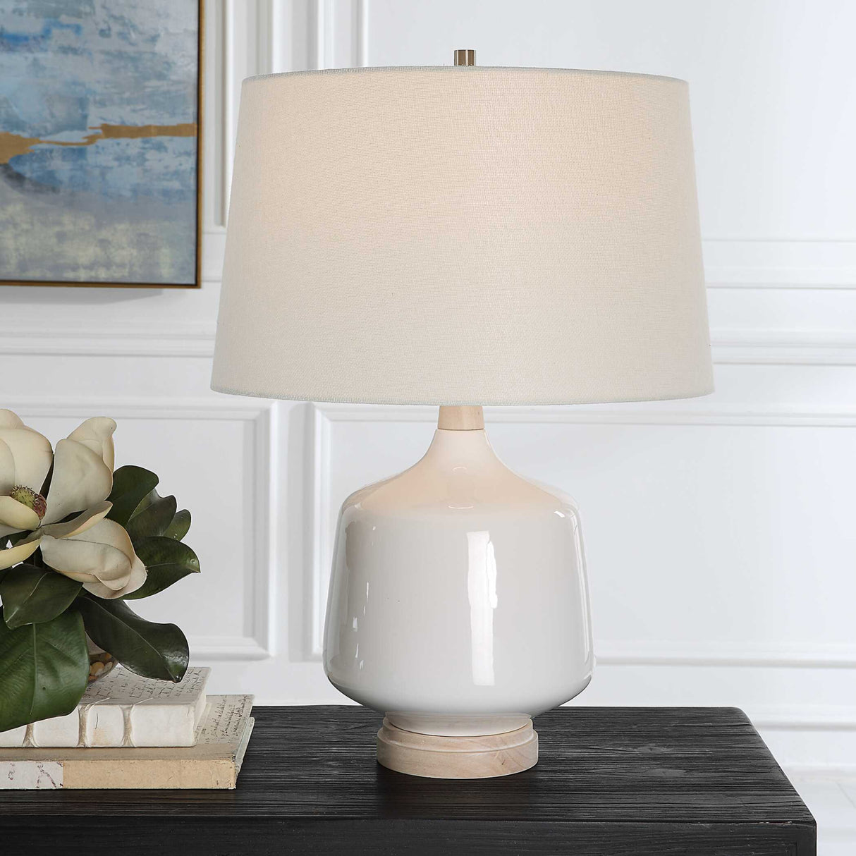White Gloss Ceramic Table Lamp | Oroa.com