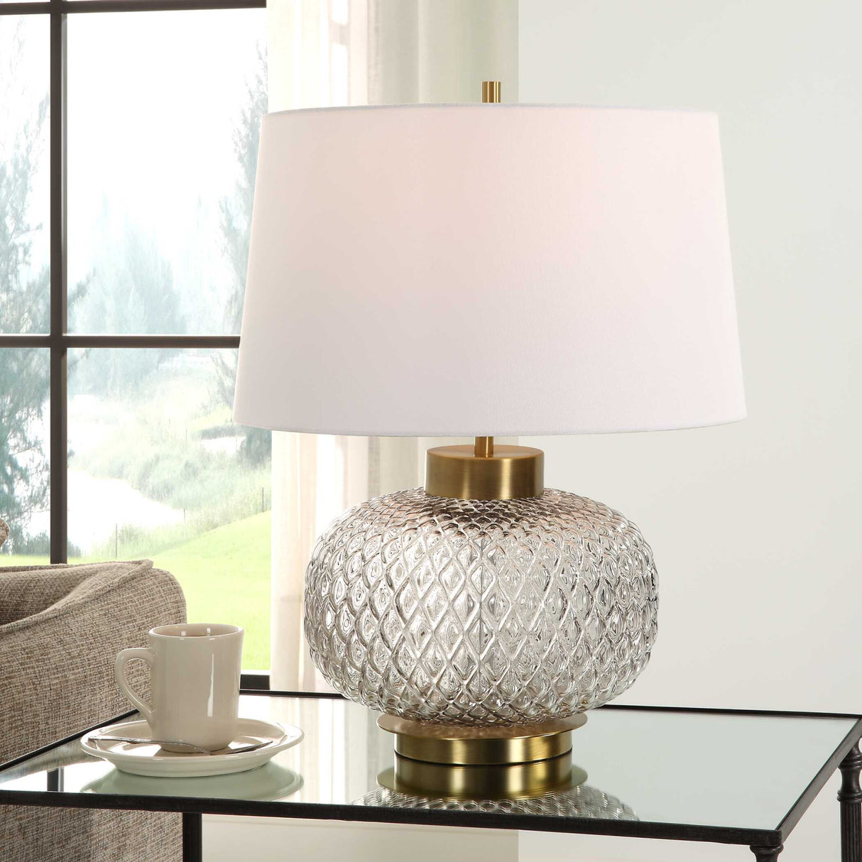 Lattice Embossed Glass Table Lamp | Oroa.com