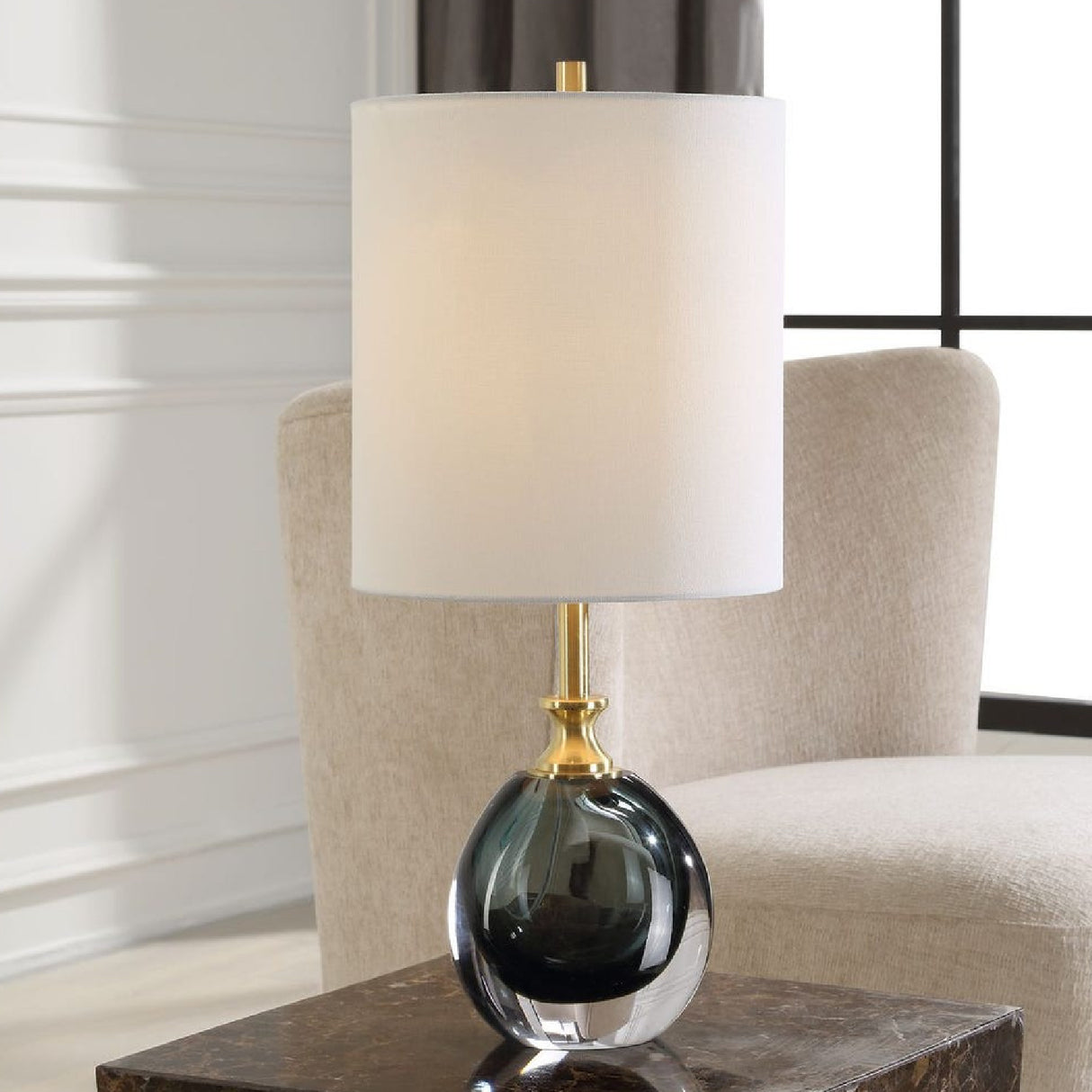 Smoky Blue Glass Buffet Lamp | Oroa.com