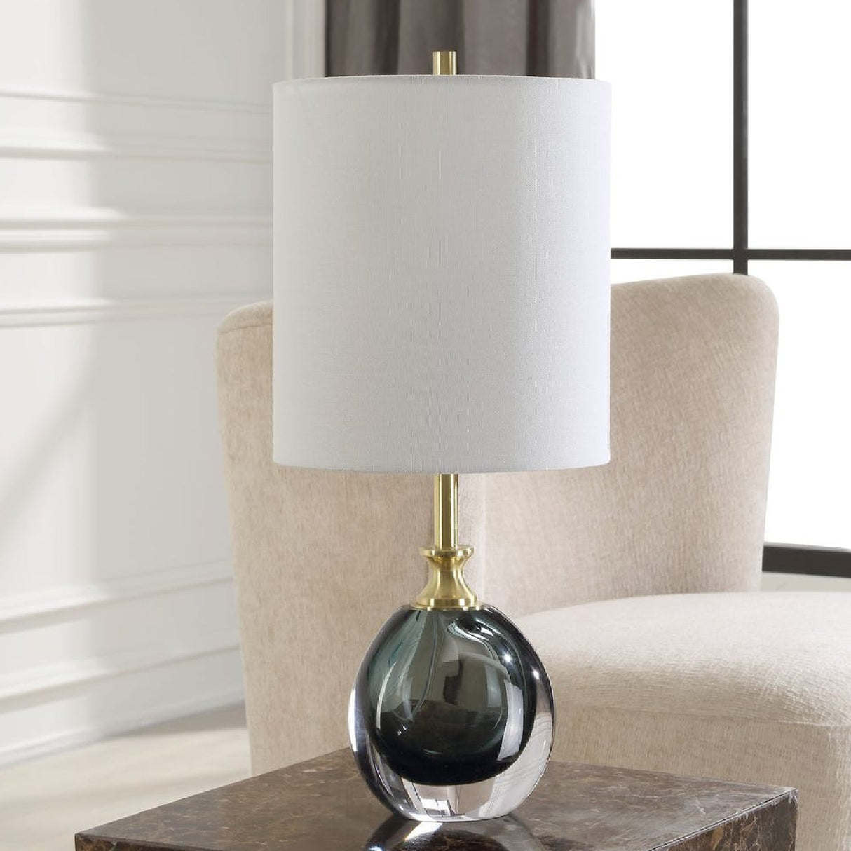 Smoky Blue Glass Buffet Lamp | Oroa.com
