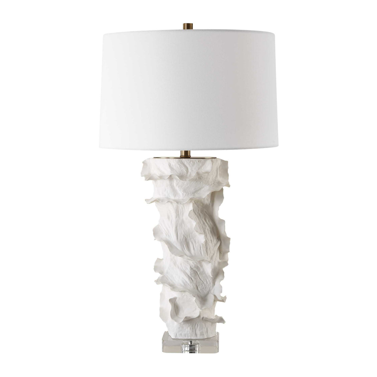 White Ceramic Ridged Table Lamp | Oroa.com
