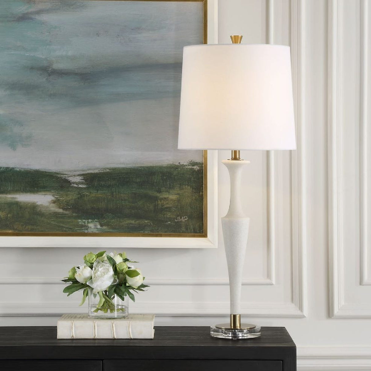 White Man-Made Stone Table Lamp | Oroa.com