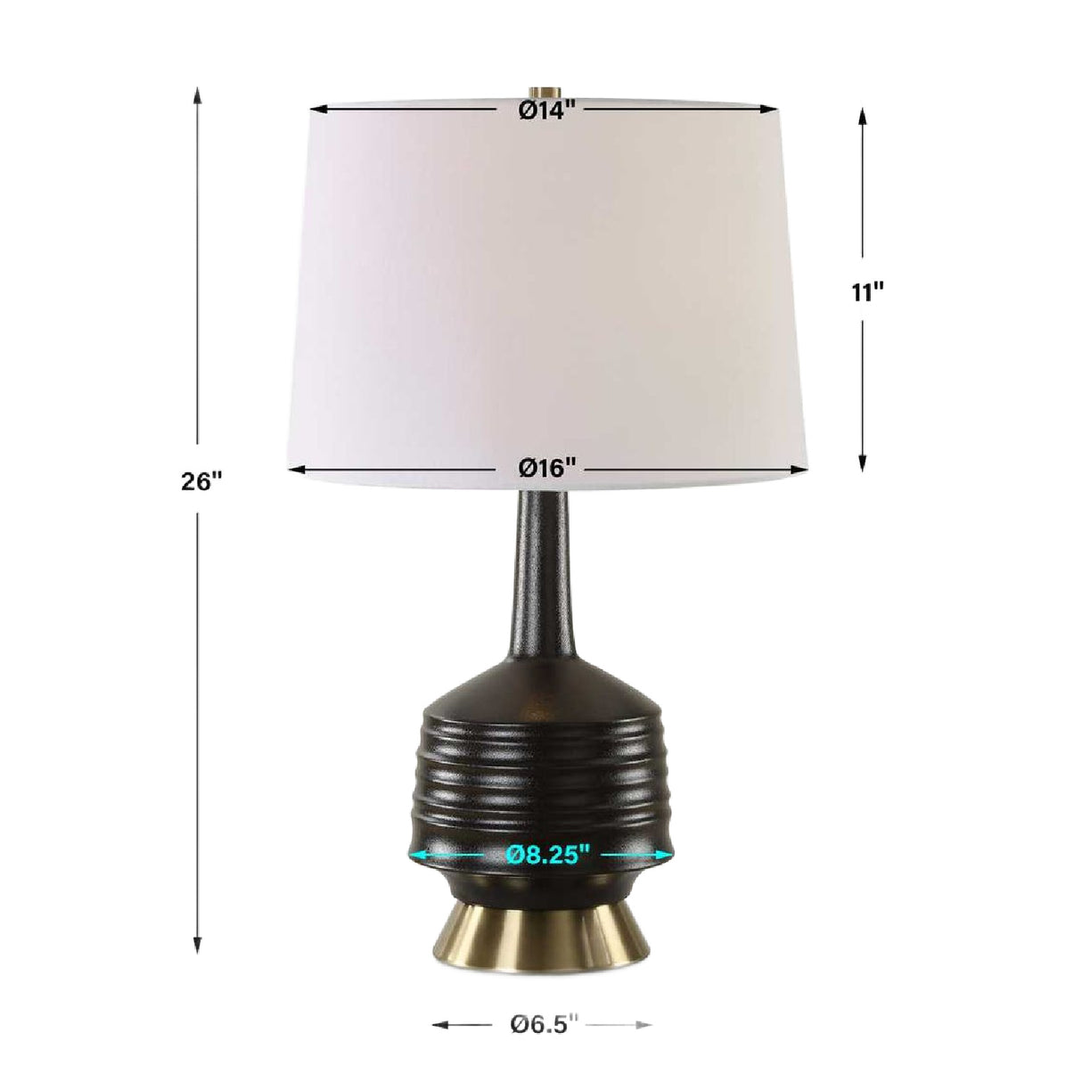 Black Ribbed Ceramic Table Lamp | Oroa.com
