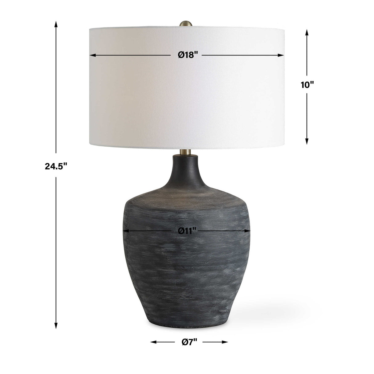 Ribbed Gray Ceramic Table Lamp | Oroa.com