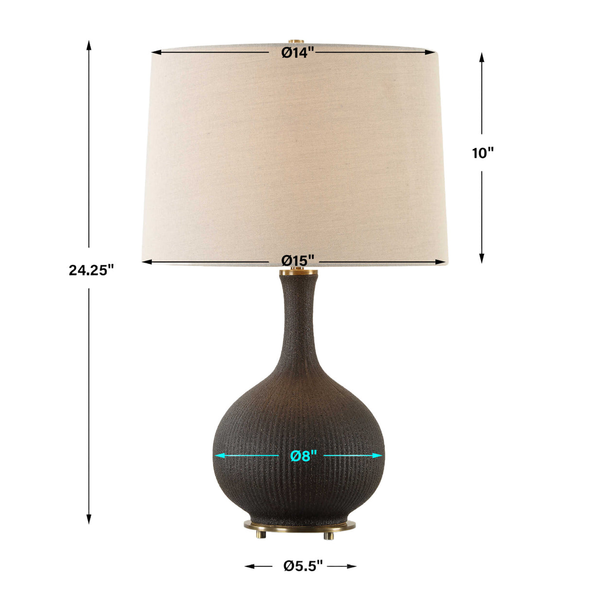 Ribbed Black Ceramic Table Lamp | Oroa.com