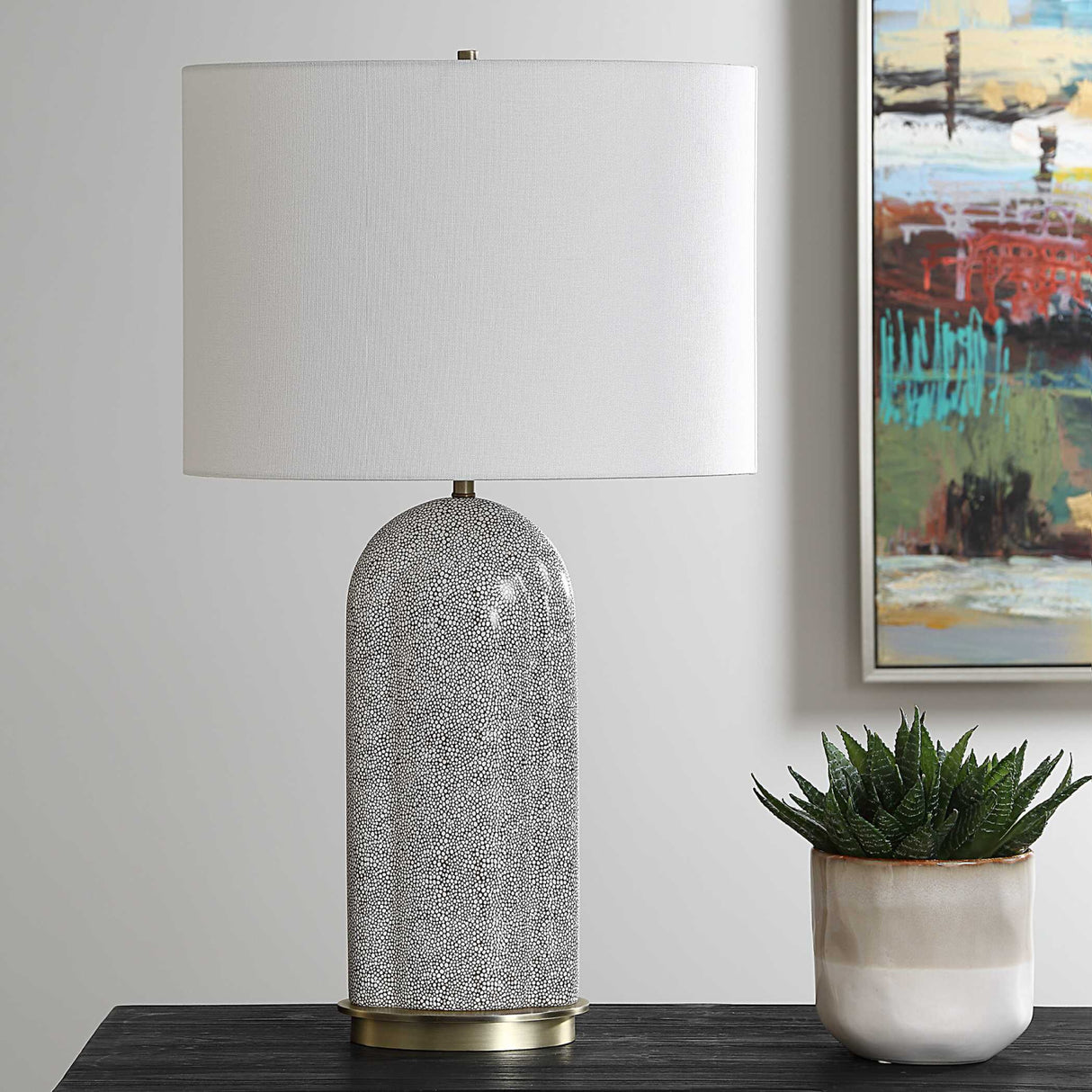 White Dotted Porcelain Table Lamp | Oroa.com