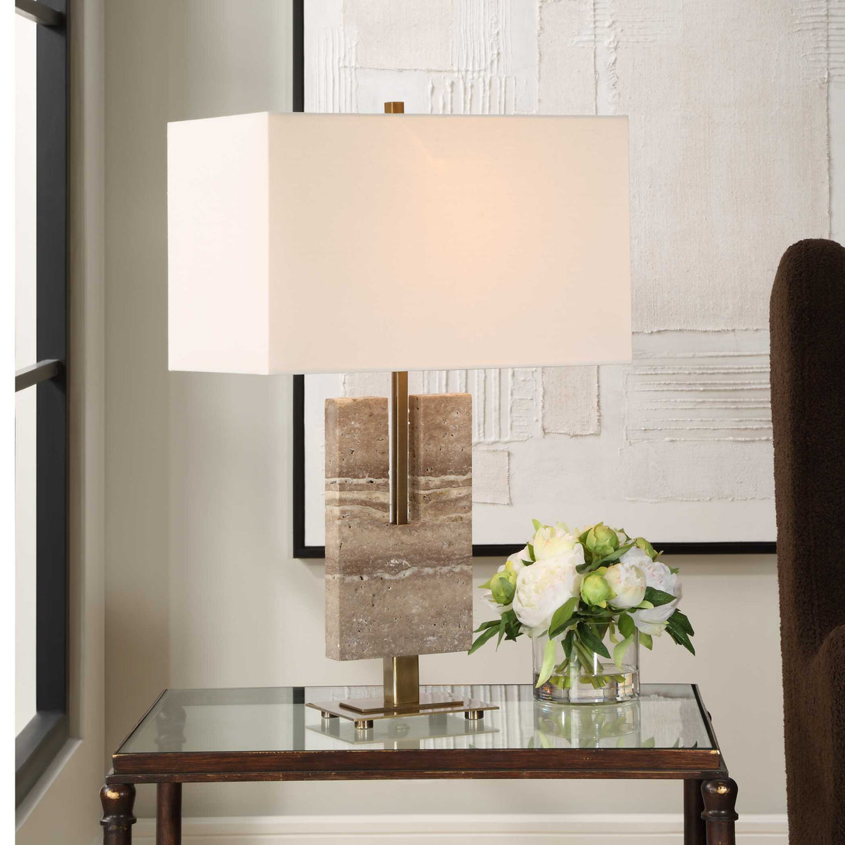 U-Shaped Travertine Table Lamp | Oroa.com