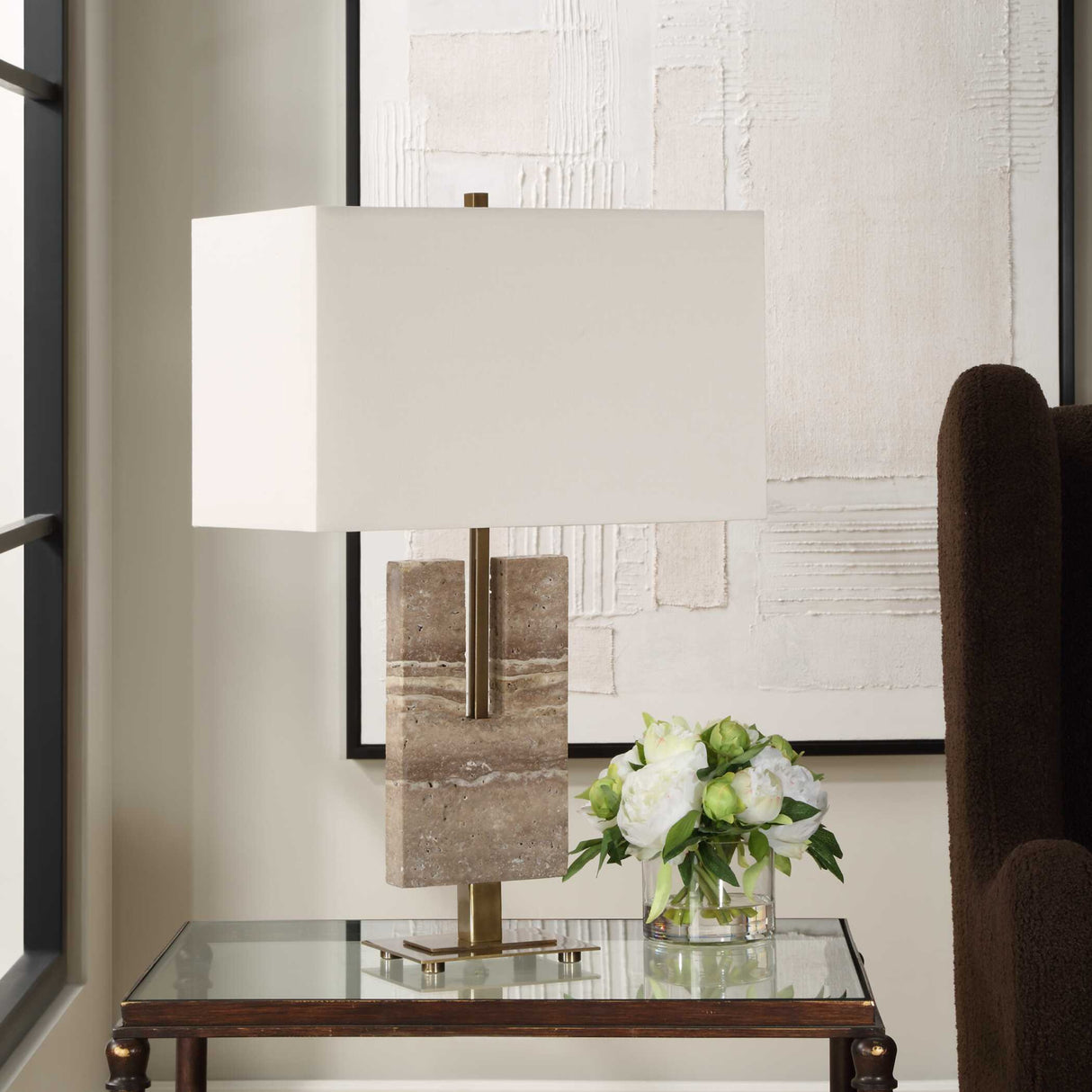 U-Shaped Travertine Table Lamp | Oroa.com