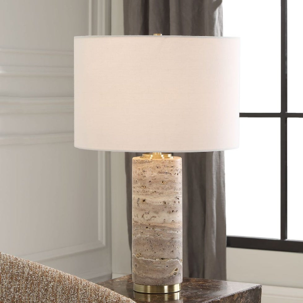 Honed Travertine Table Lamp | Oroa.com