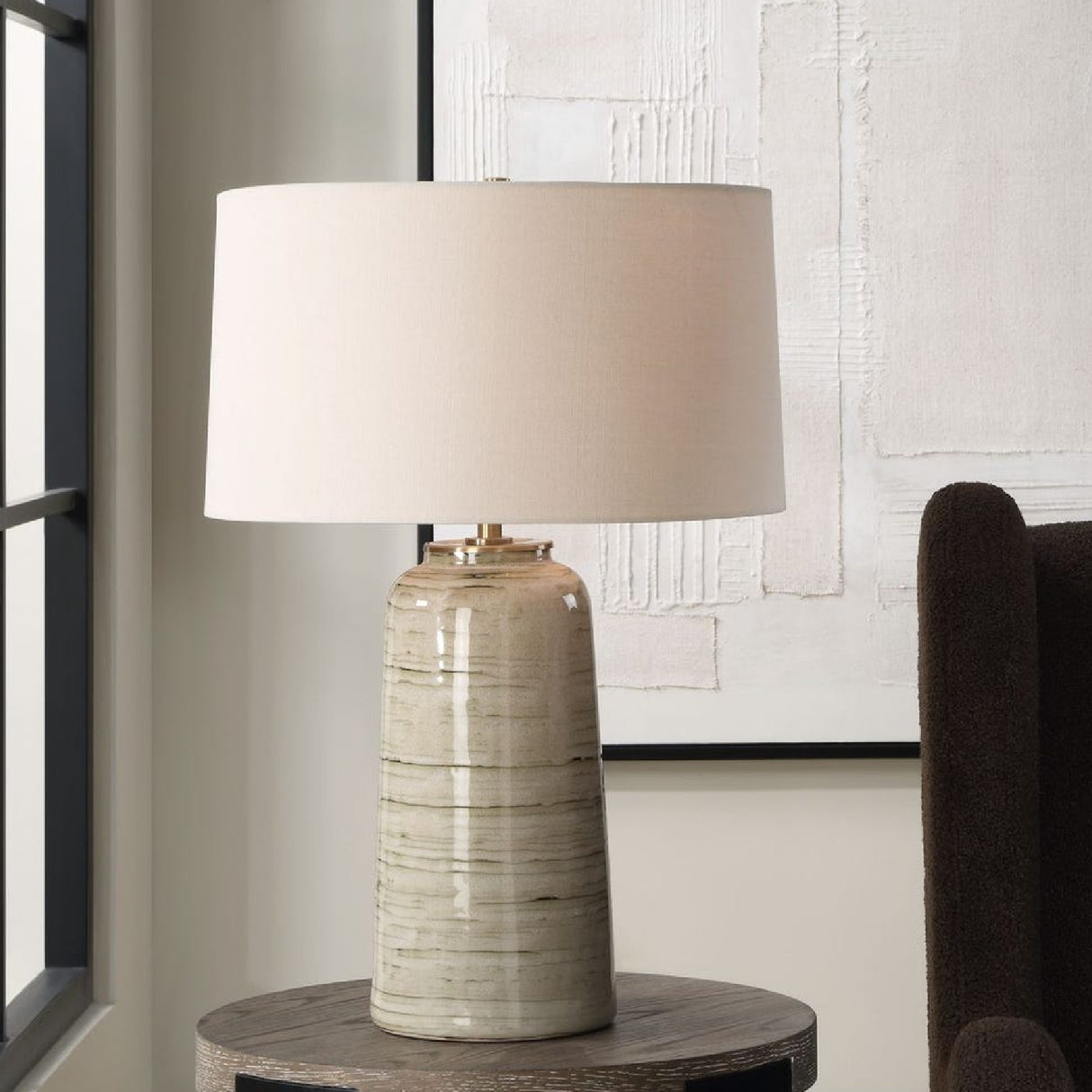 Tan Glazed Ceramic Table Lamp | Oroa.com