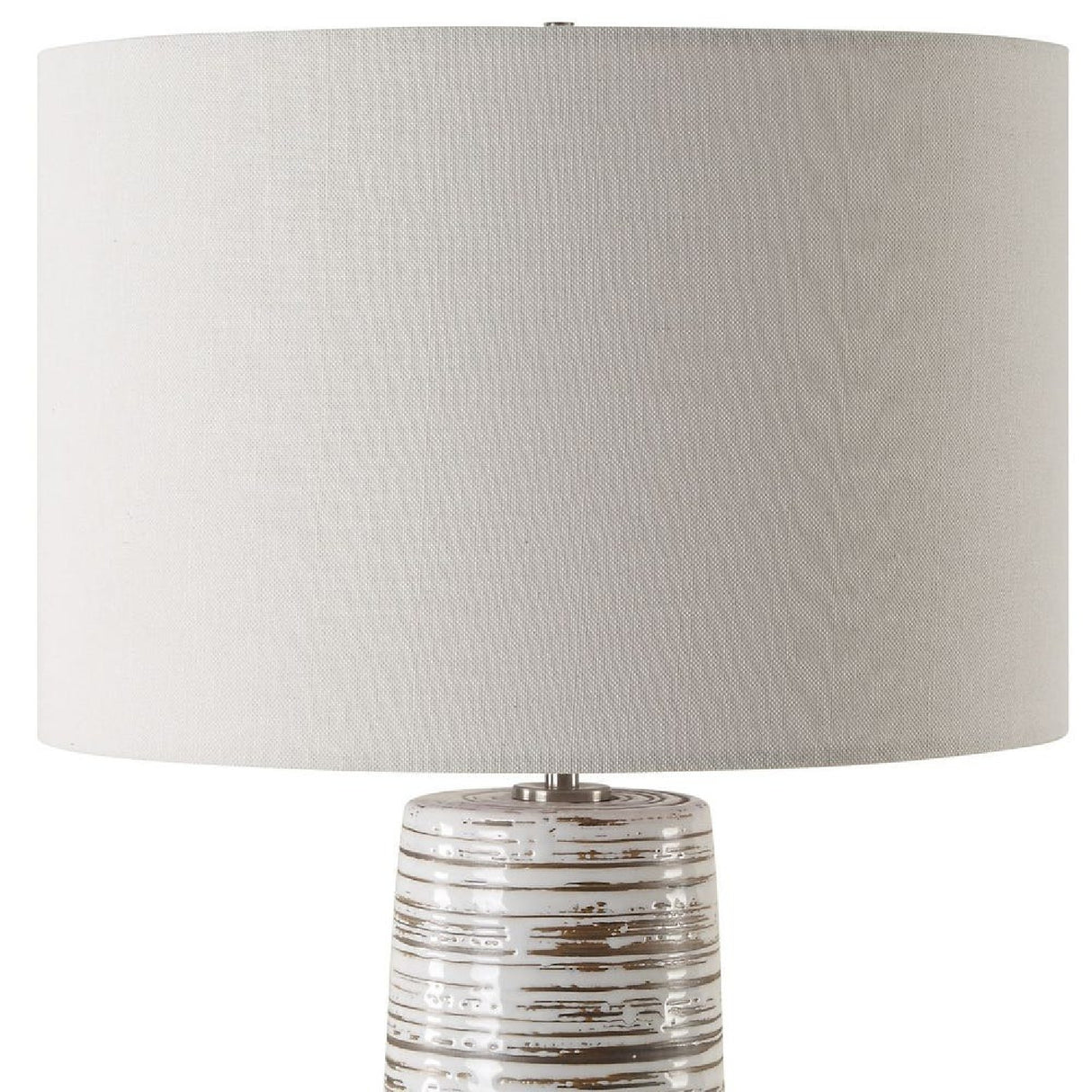 White Ceramic Linen Table Lamp | Oroa.com