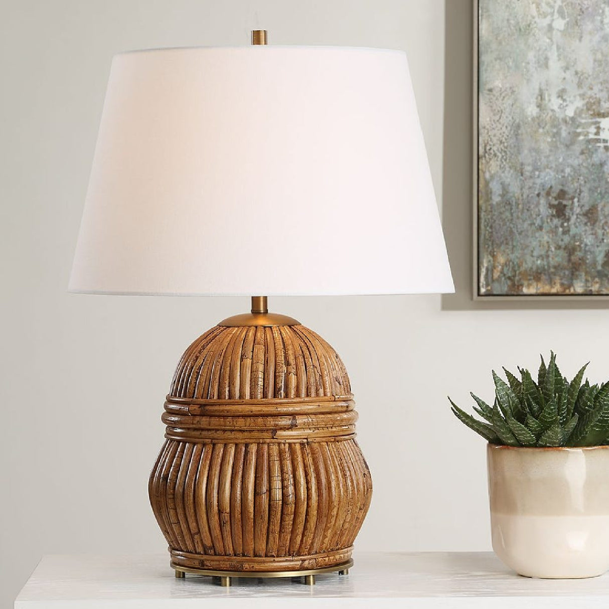 Aged Rattan Table Lamp | Oroa.com