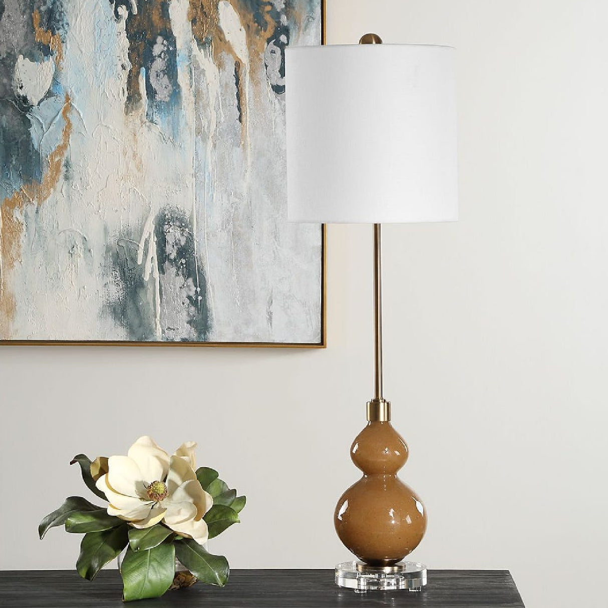 Brown Seeded Glass Buffet Lamp | Oroa.com