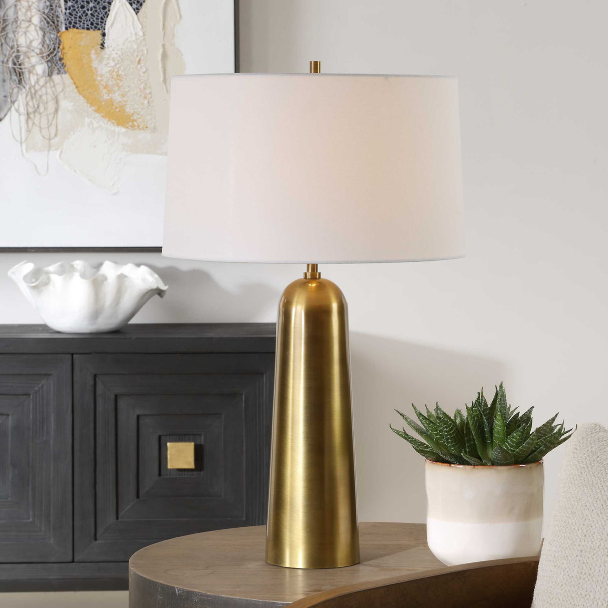 Antique Brass Cylindrical Table Lamp | Oroa.com