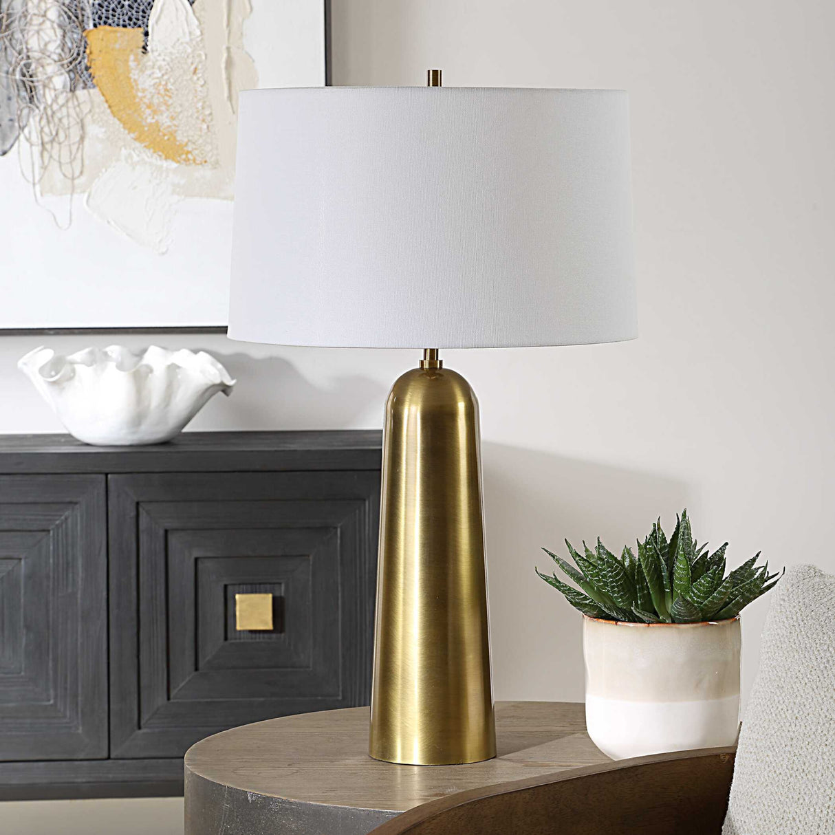 Antique Brass Cylindrical Table Lamp | Oroa.com