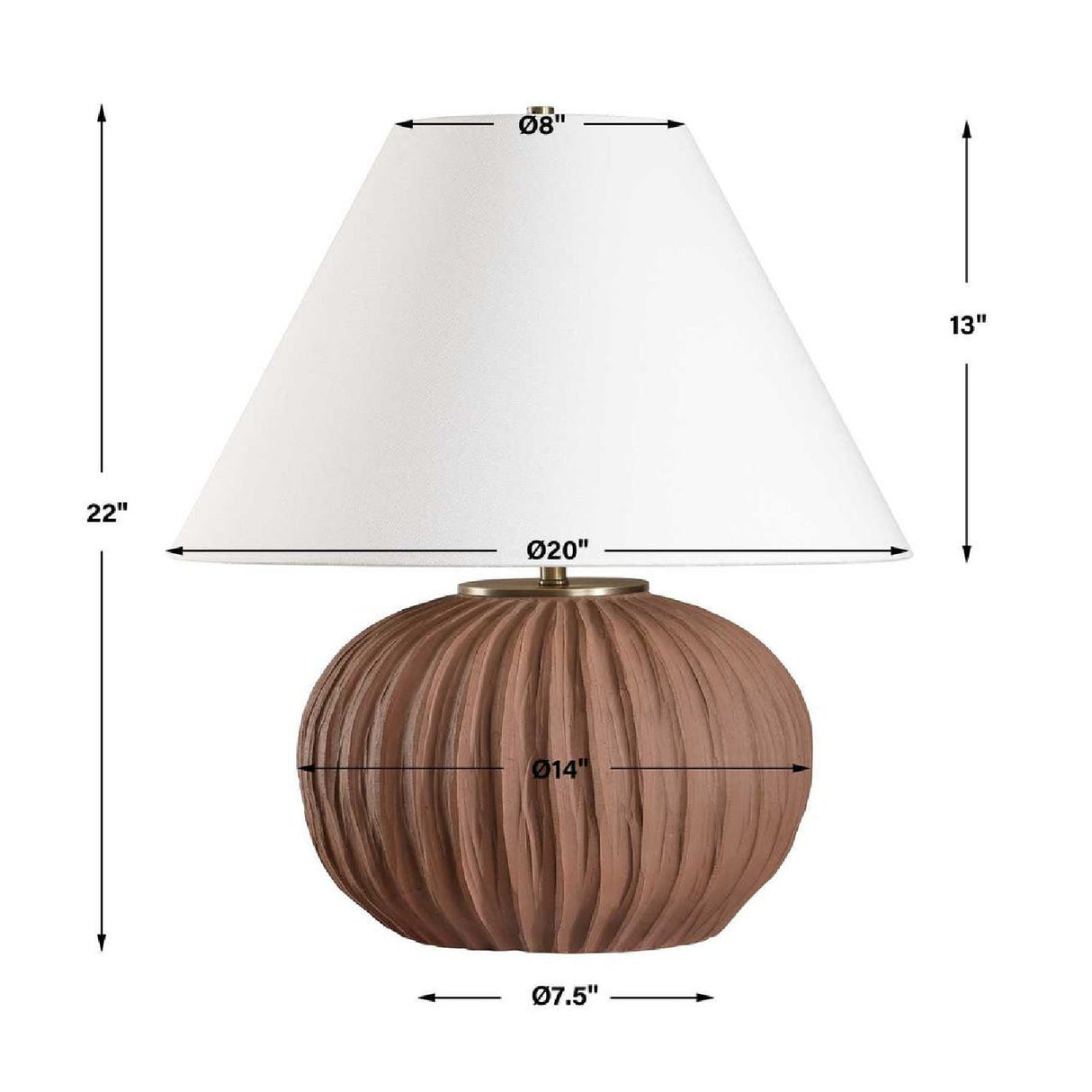 Channeled Brown Porcelain Table Lamp | Oroa.com