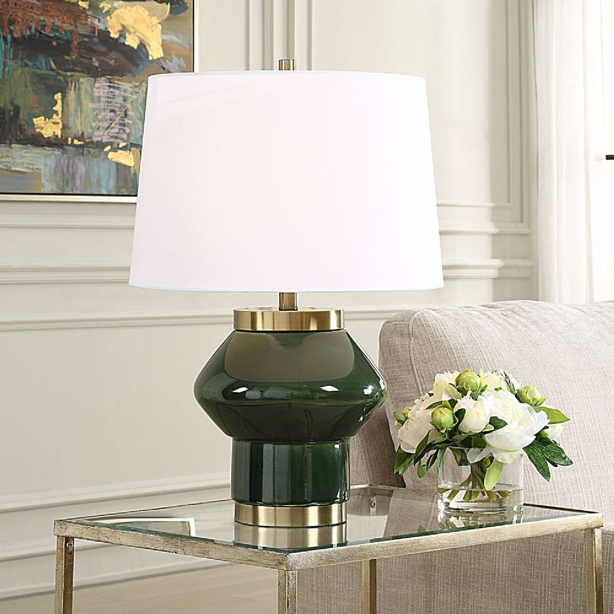 Green Ceramic Contemporary Table Lamp | Oroa.com