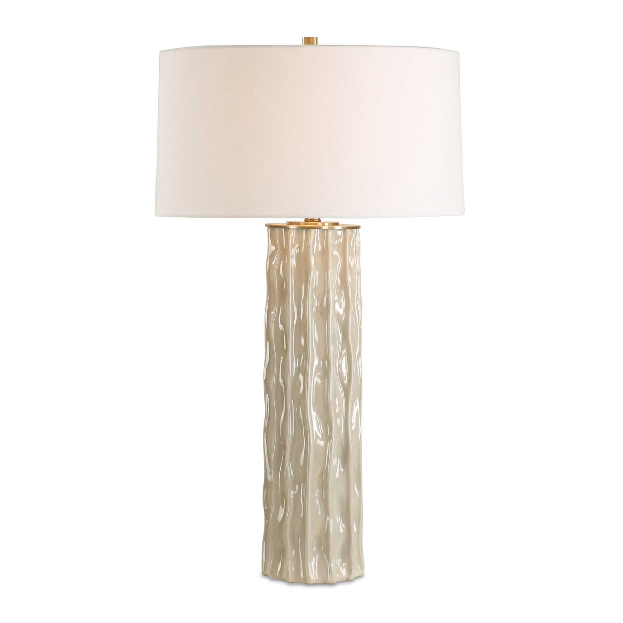 Taupe Ceramic Ridged Table Lamp | Oroa.com
