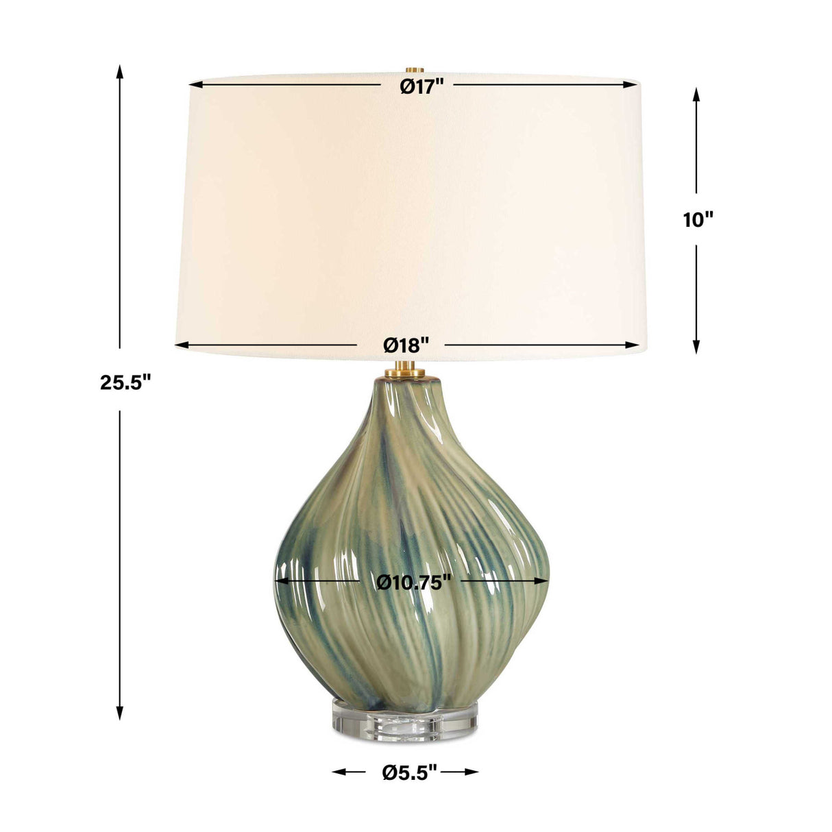 Swirled Green Ceramic Table Lamp | Oroa.com
