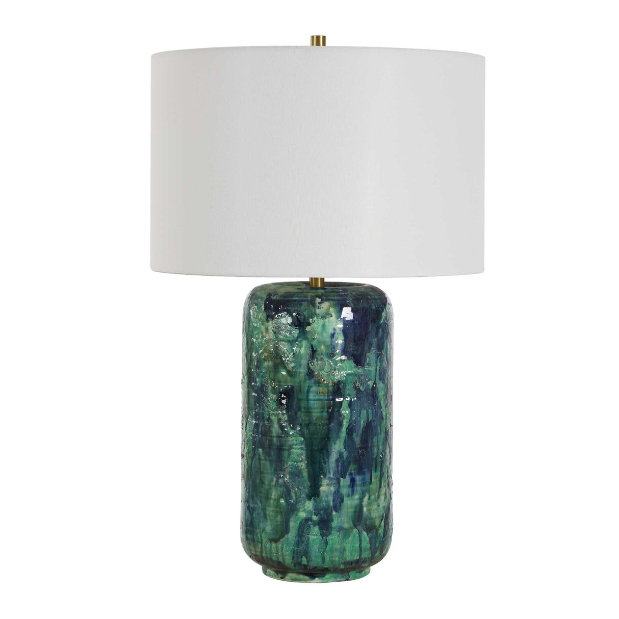 Glazed Cylindrical Ceramic Table Lamp | Oroa.com