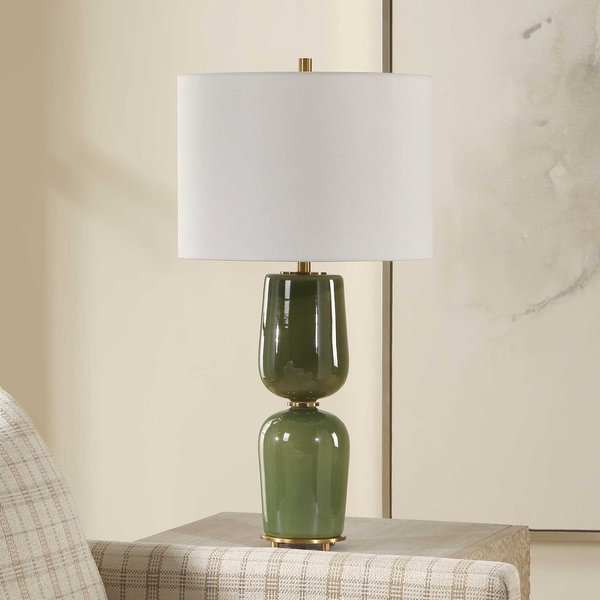 Hourglass Green Ceramic Table Lamp | Oroa.com