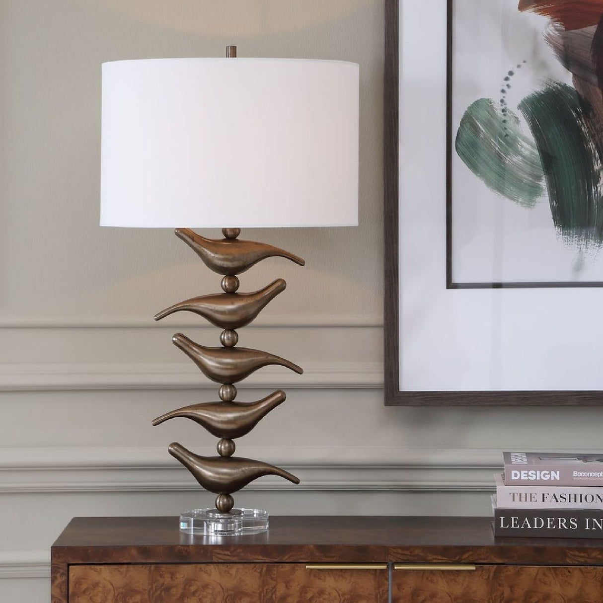 Stacked Bronze Songbirds Table Lamp | Oroa.com