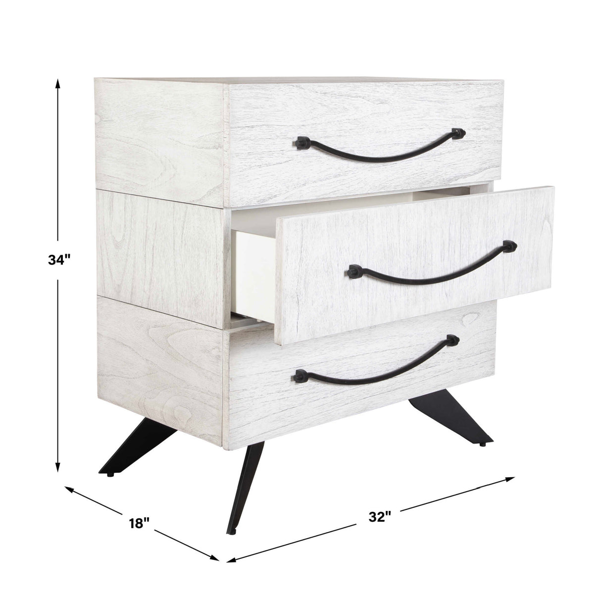 White Wooden 3-Drawer Chest | Oroa.com