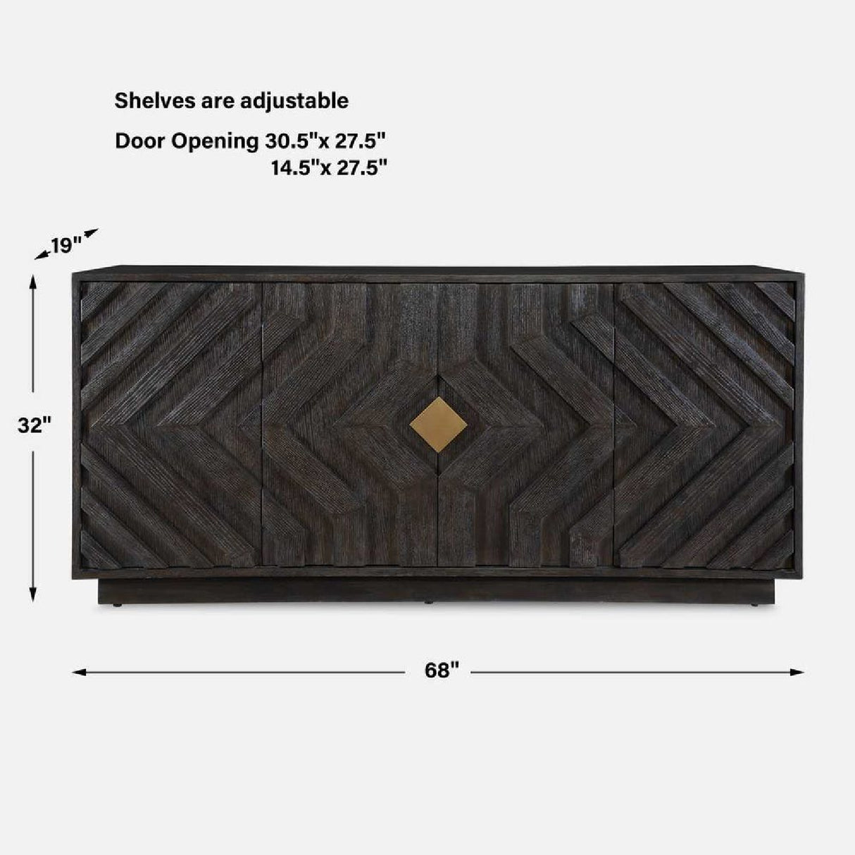 Oak Chevron 4-Door Cabinet | Oroa.com