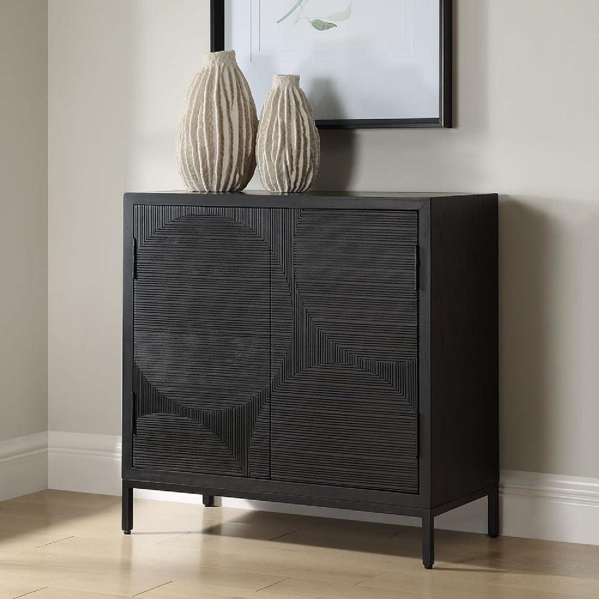 Black Circle Patterned 2-Door Cabinet | Oroa.com