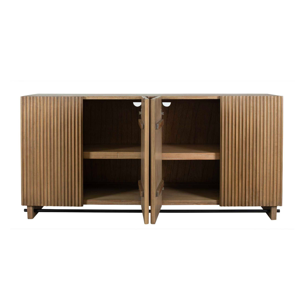 Fluted Wood 4-Door Cabinet | Oroa.com