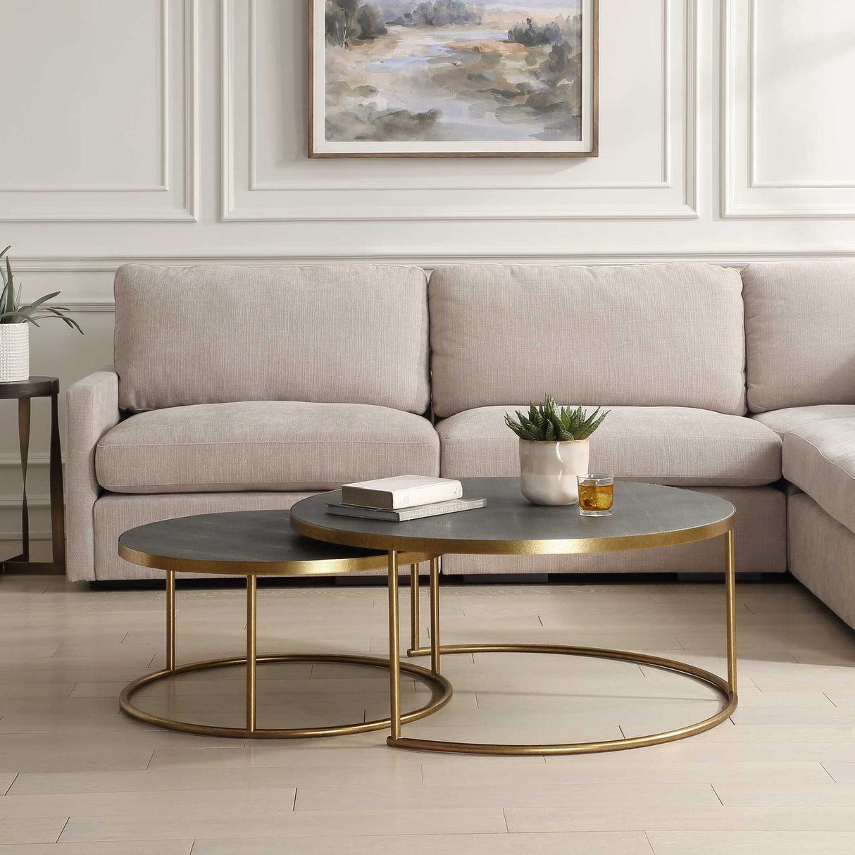 Gray Shagreen Nesting Coffee Tables (2) | Oroa.com