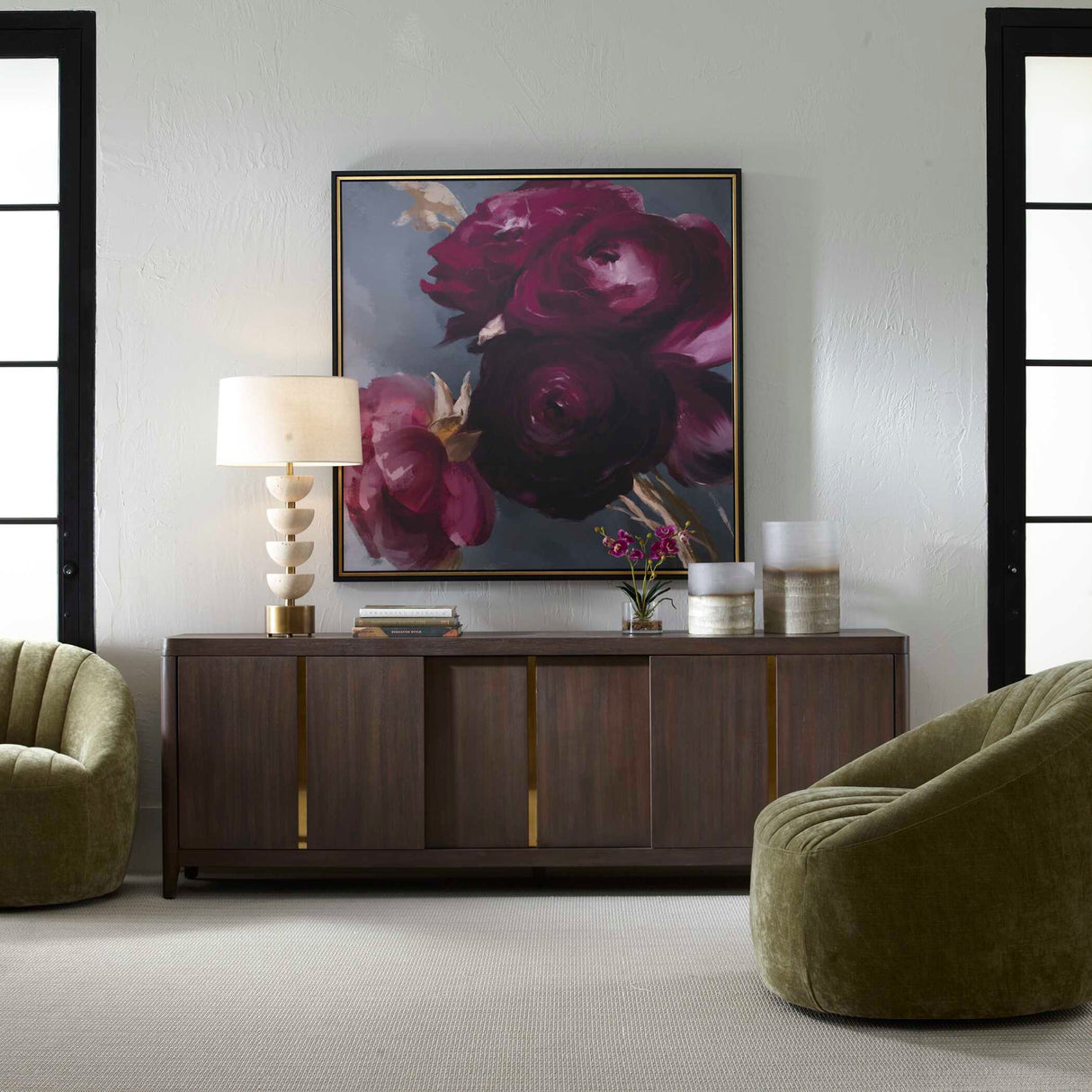 Walnut Sliding-Door Consile Cabinet | Oroa.com